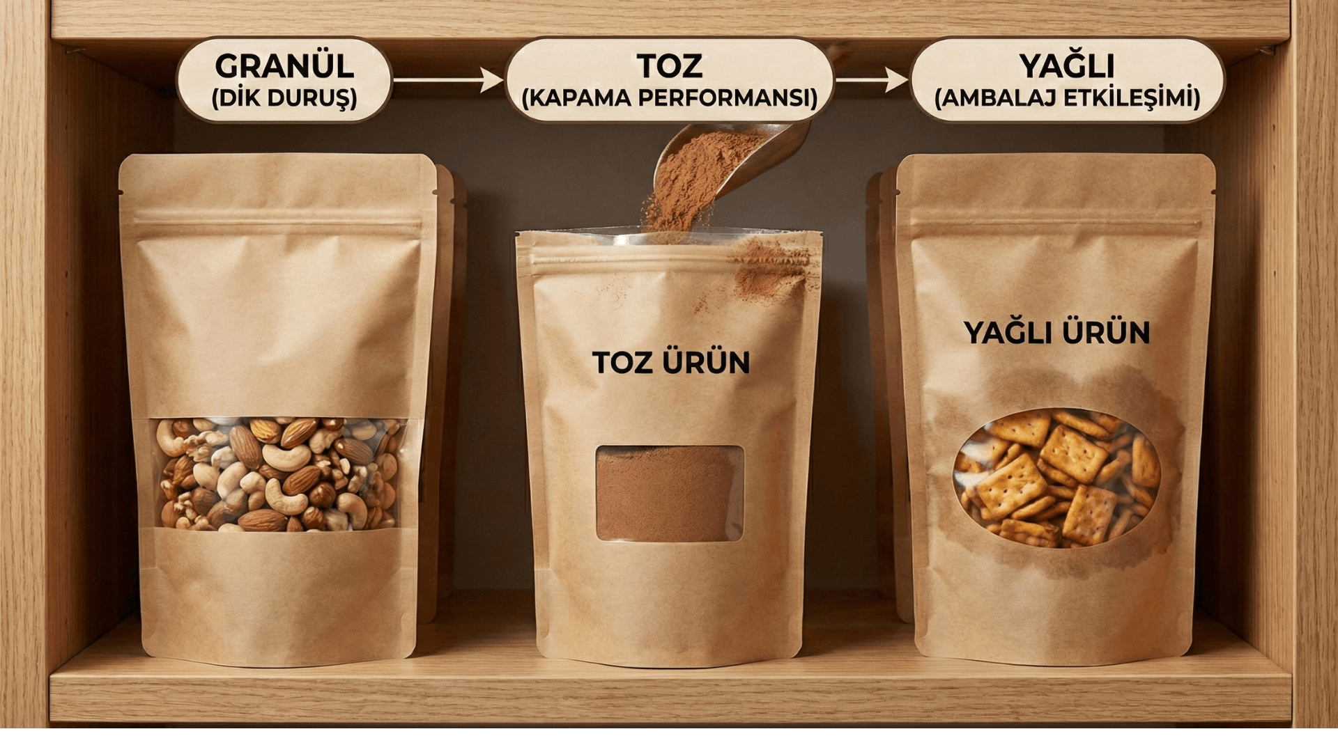 kraft pencereli doypack