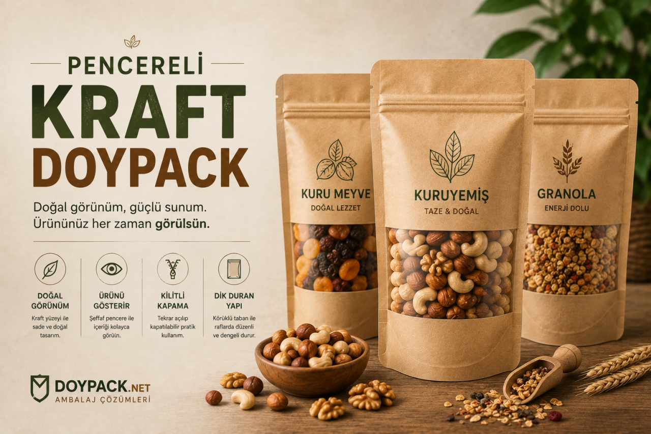 Pencereli Kraft Doypack