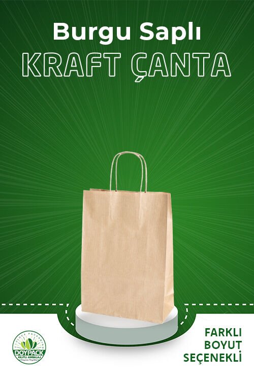Burgu Saplı Kraft Çanta