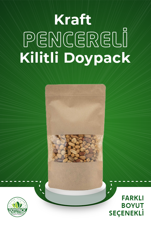 Kraft Pencereli Kilitli Doypack 11x18.5cm - 3000