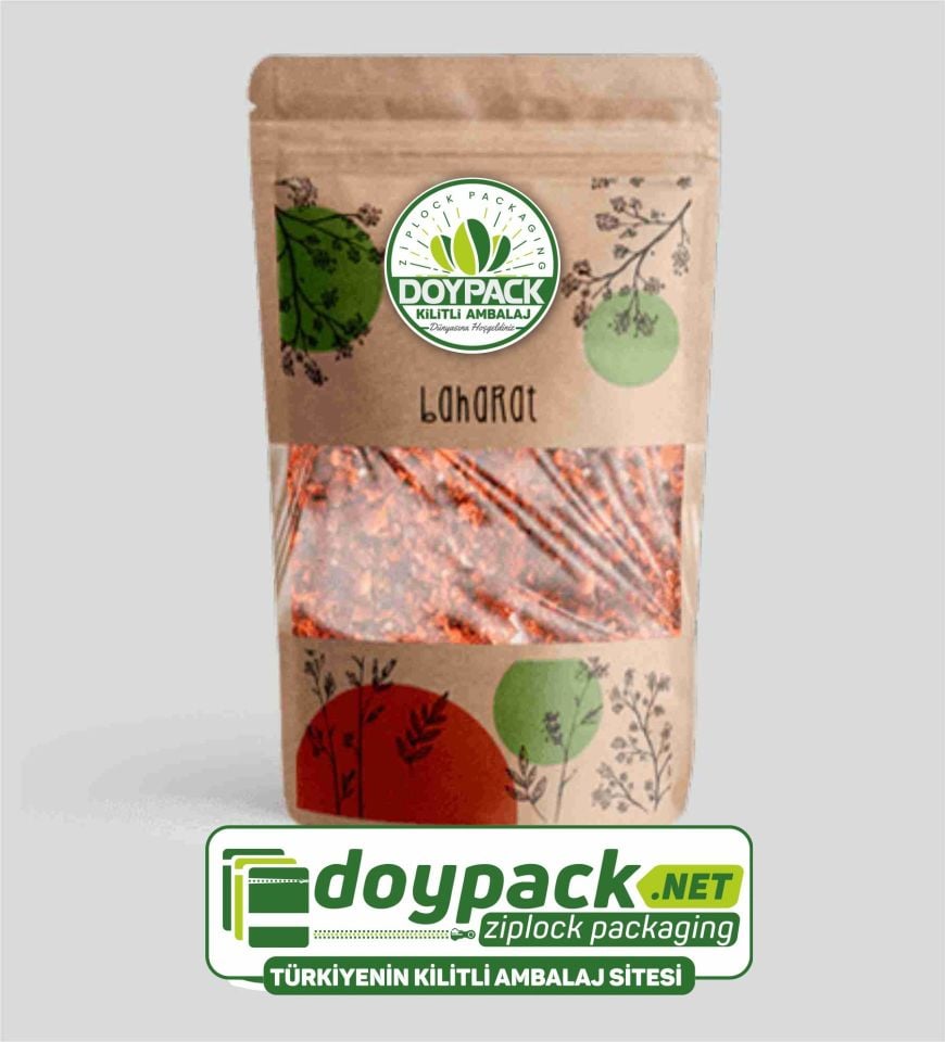 Kraft Pencereli Kilitli Doypack 500 - 20x30cm