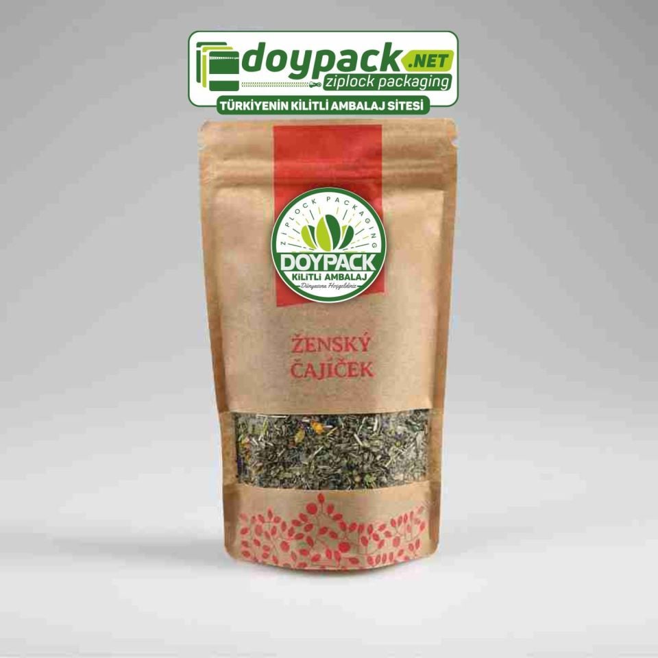 Kraft Pencereli Kilitli Doypack 1000 - 20x30cm