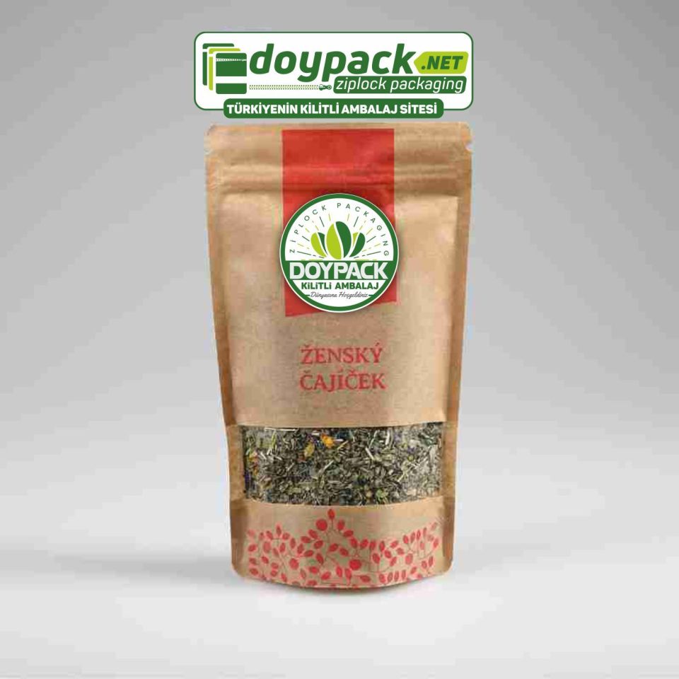 Kraft Pencereli Kilitli Doypack 250 - 16x27cm