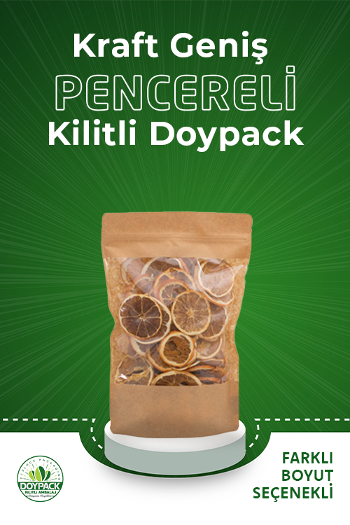 Geniş Pencereli Kraft Kilitli Doypack 500 - 25x34cm