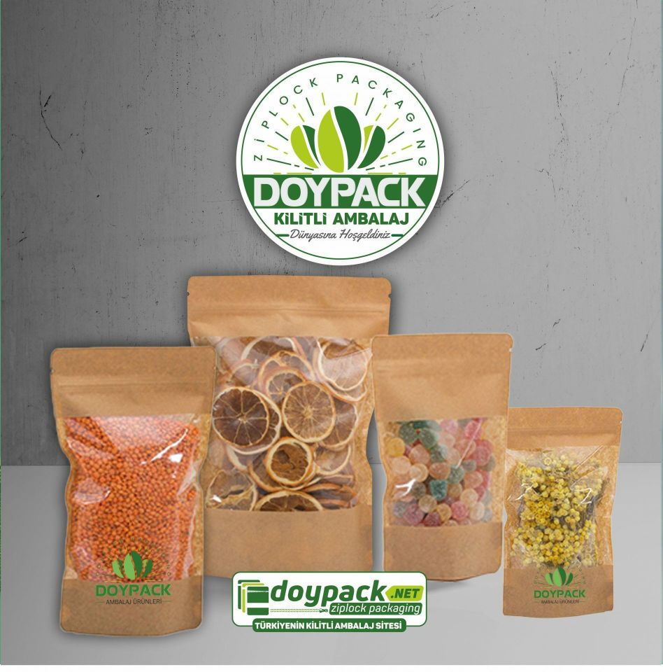 Geniş Pencereli Kraft Kilitli Doypack
