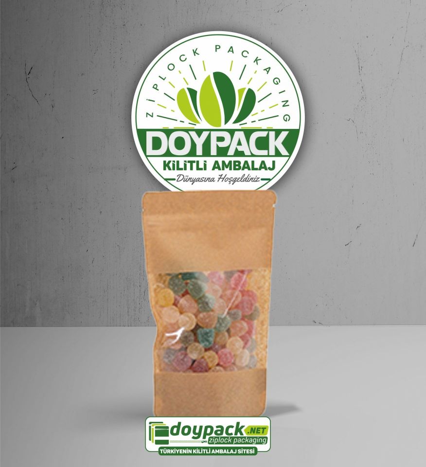 Geniş Pencereli Kraft Kilitli Doypack 100 - 16x27cm