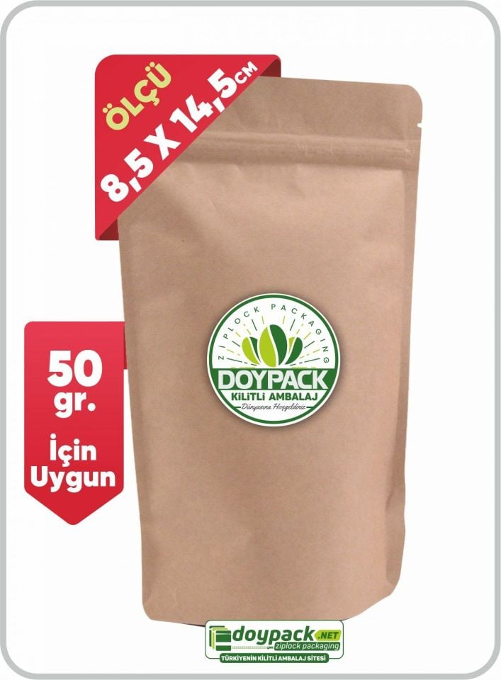 Kraft Alüminyum Kilitli Doypack 100 - 8.5x14.5cm
