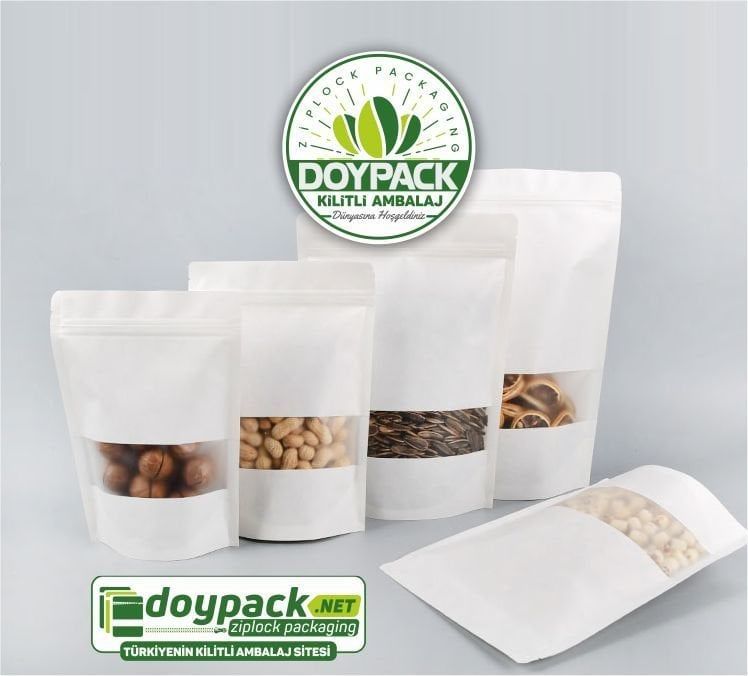 Beyaz Kraft Pencereli Kilitli Doypack 2000 - 11x18.5cm