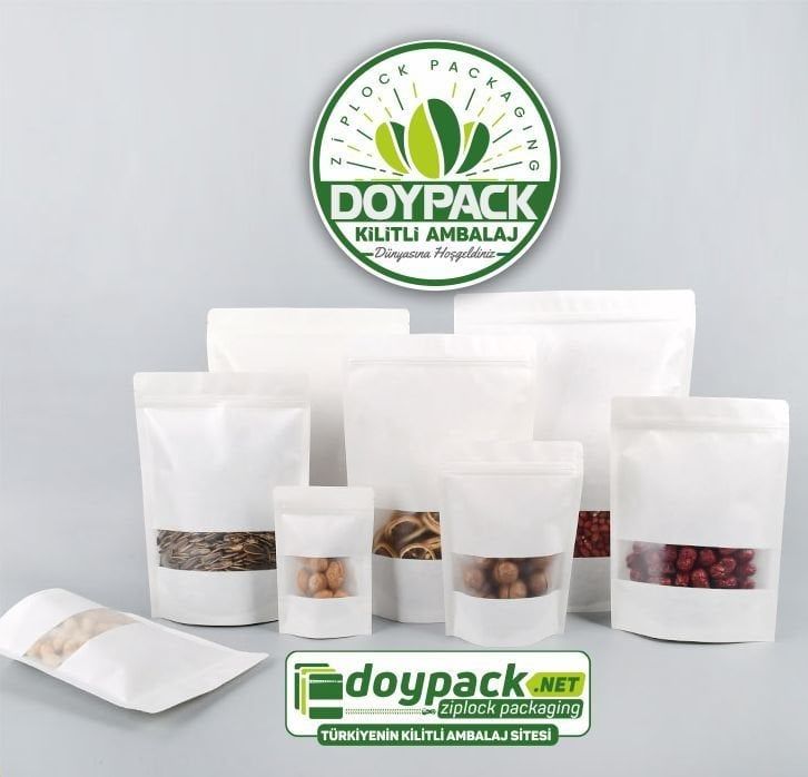 Beyaz Kraft Pencereli Kilitli Doypack 2000 - 11x18.5cm