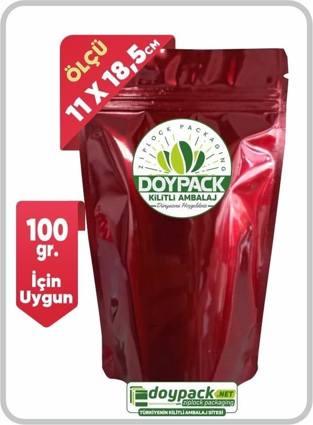 Bordo Alüminyum Kilitli Doypack 50 - 11x18.5cm