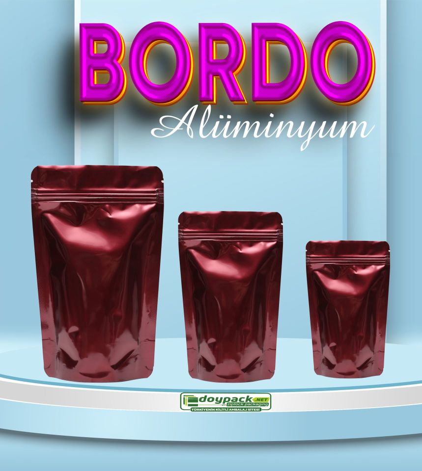 Bordo Alüminyum Kilitli Doypack 250 - 11x18.5cm