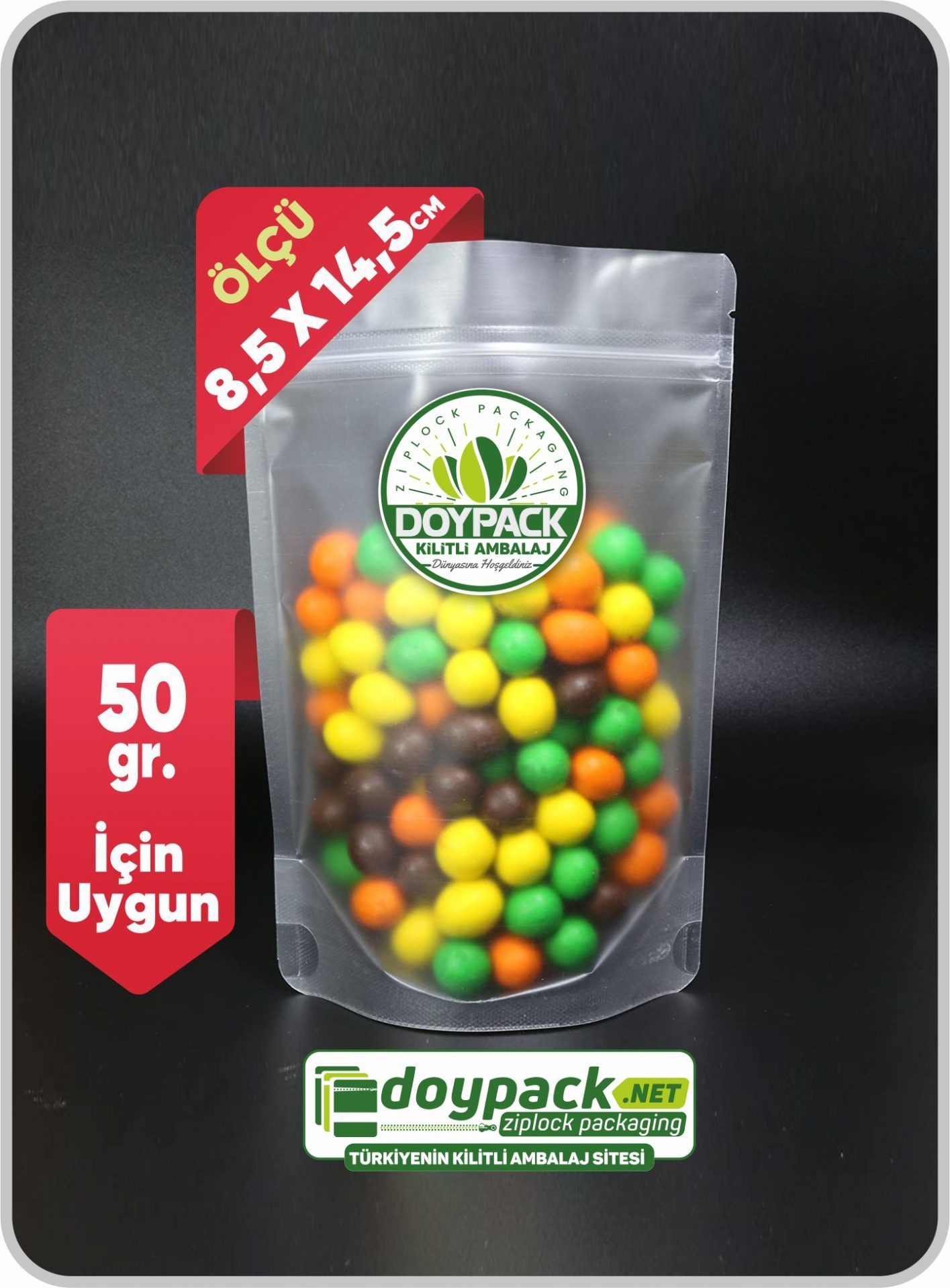 Şeffaf Kilitli Doypack 3000 - 8.5x14.5cm
