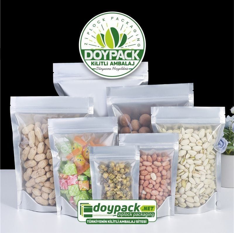 Şeffaf Metalize Gümüş Doypack 2500 - 14x19.5cm