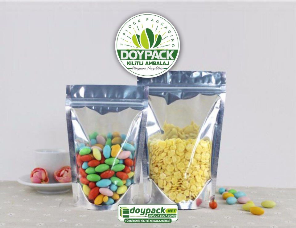 Şeffaf Metalize Gümüş Doypack 2500 - 14x19.5cm