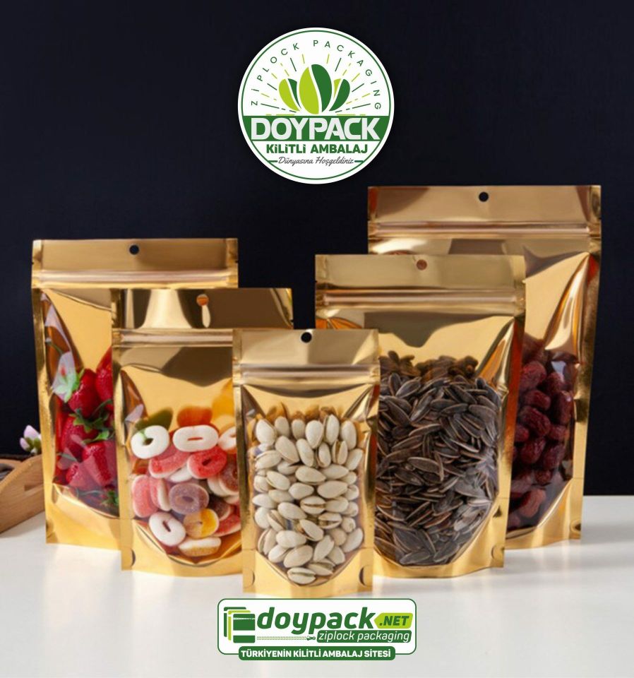 Şeffaf Metalize Gold Kilitli Doypack 3000 - 8.5x14.5cm