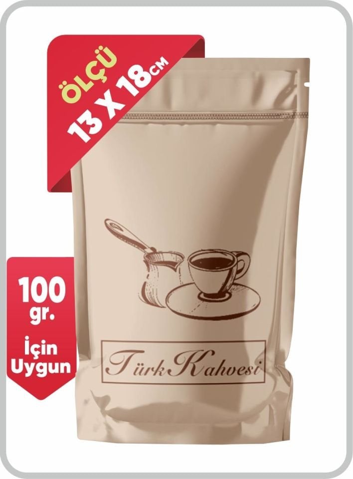 Bakır Metalize Kahve Desen Kilitli Doypack 13x18cm - 2000