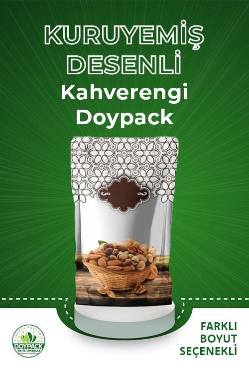 Kuruyemi̇ş Desenli̇ Kahverengi Doypack