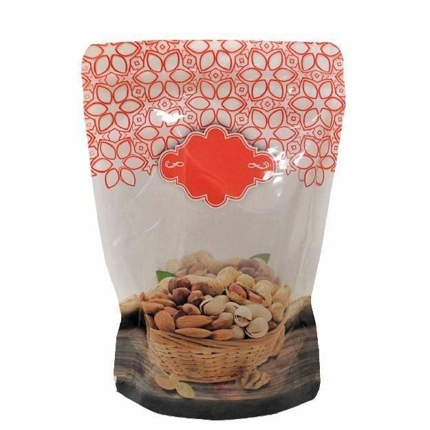 Kuruyemi̇ş Desenli̇ Kırmızı Doypack 1000 - 17.5x25cm