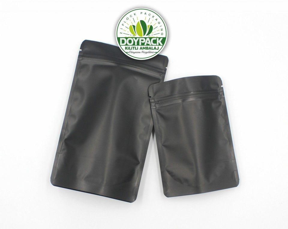 Mat Siyah Alüminyum Kilitli Doypack 500 - 20x30cm