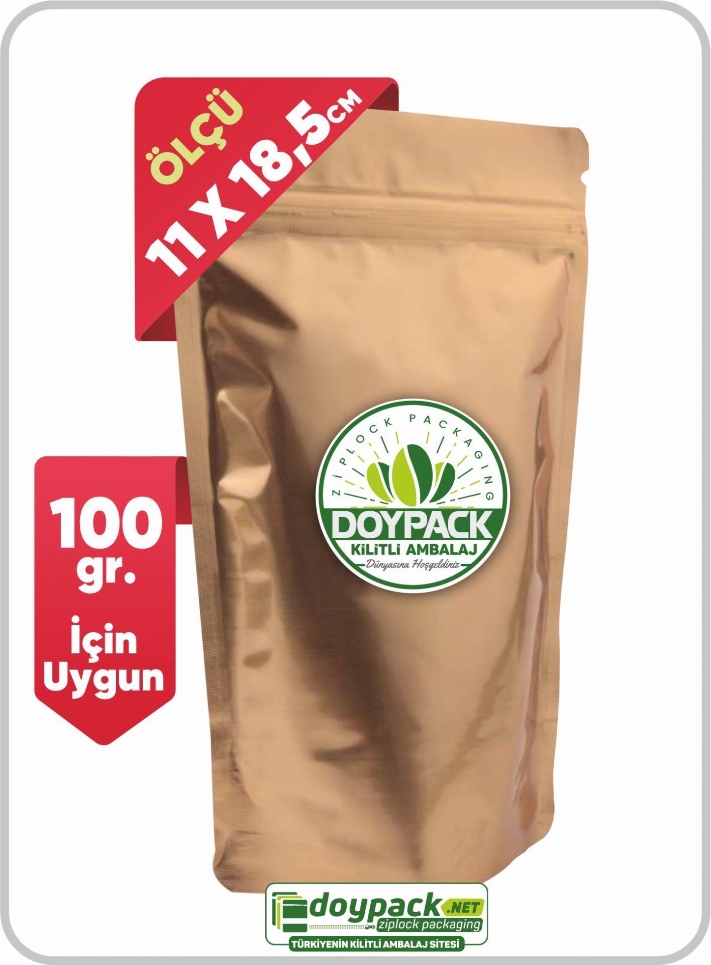 Gold Alüminyum Kilitli Doypack 250 - 11x18.5cm