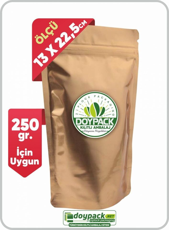 Gold Alüminyum Kilitli Doypack 50 - 13x22.5cm