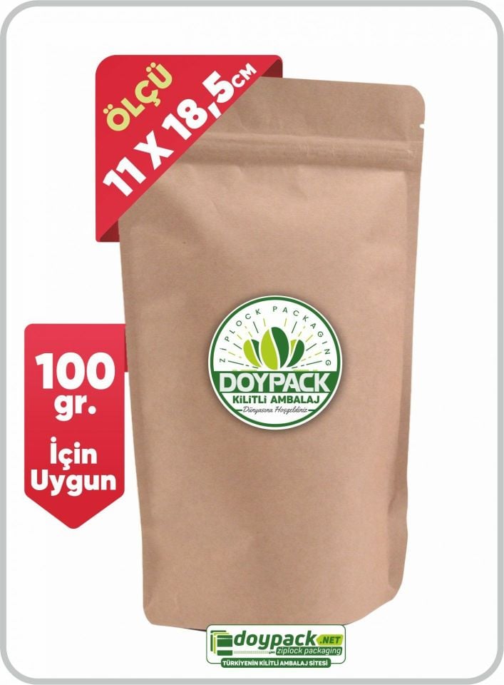 Kraft Alüminyum Kilitli Doypack 250 - 11x18.5cm