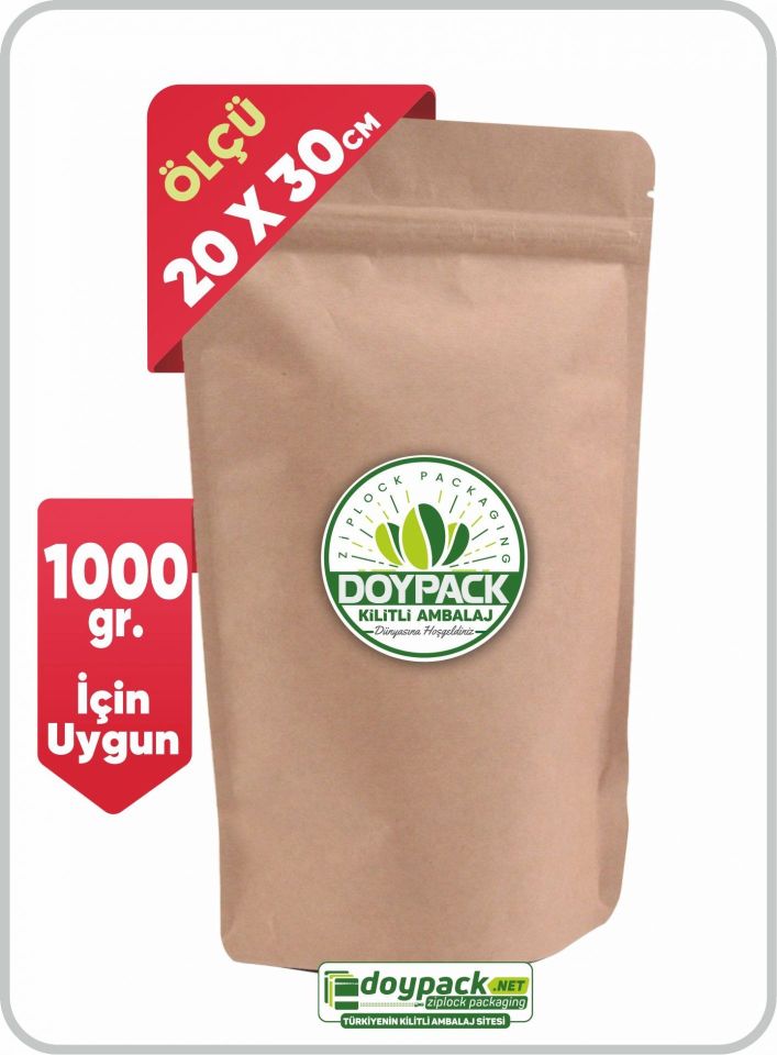 Kraft Alüminyum Kilitli Doypack 250 - 20x30cm