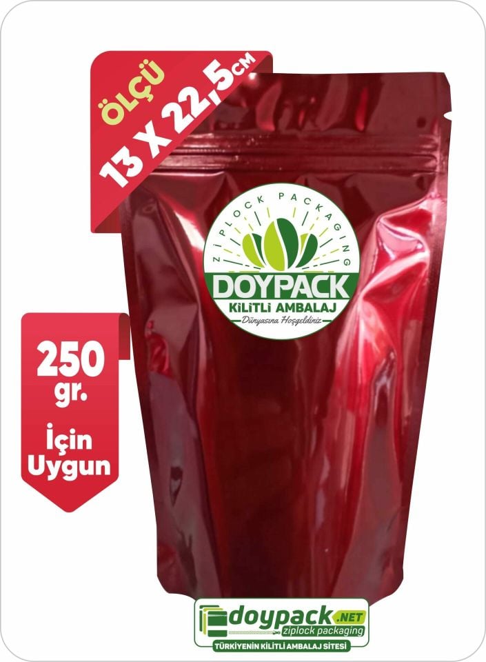 Bordo Alüminyum Kilitli Doypack 1000 - 13x22.5cm