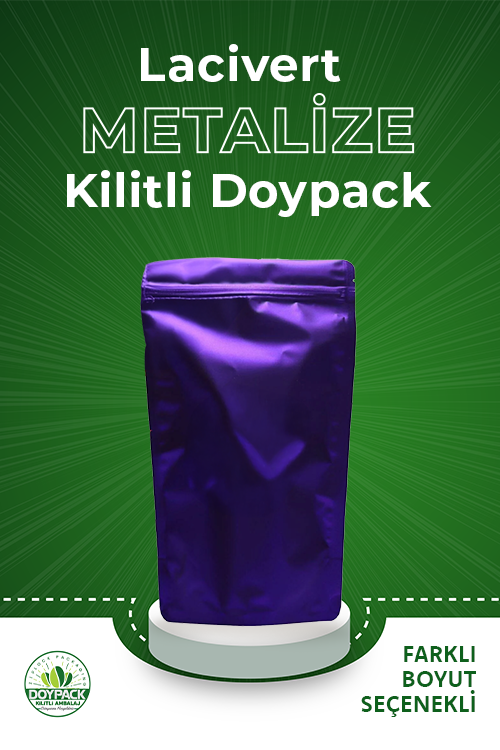 Lacivert Metalize Kilitli Doypack 500 - 16x27cm