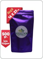 Lacivert Metalize Kilitli Doypack 500 - 16x27cm