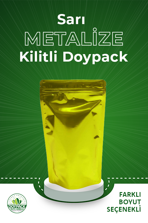Sarı Metalize Kilitli Doypack 250 - 16x27cm