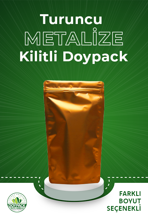 Turuncu Metalize Kilitli Doypack 500 - 16x27cm