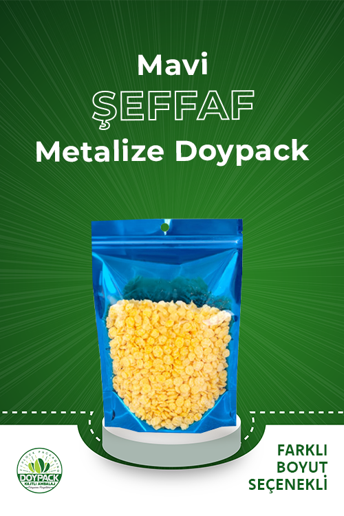Mavi Şeffaf Metalize Doypack
