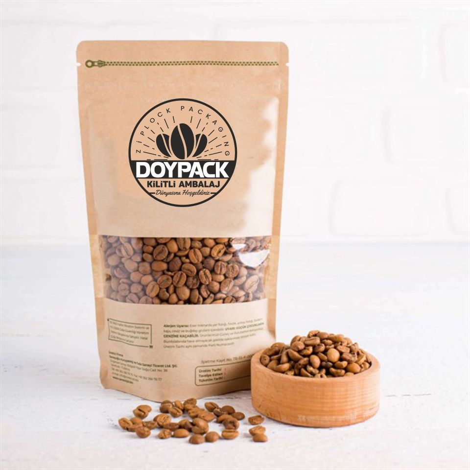 Kraft Pencereli Kilitli Doypack 50 - 8.5x14.5cm