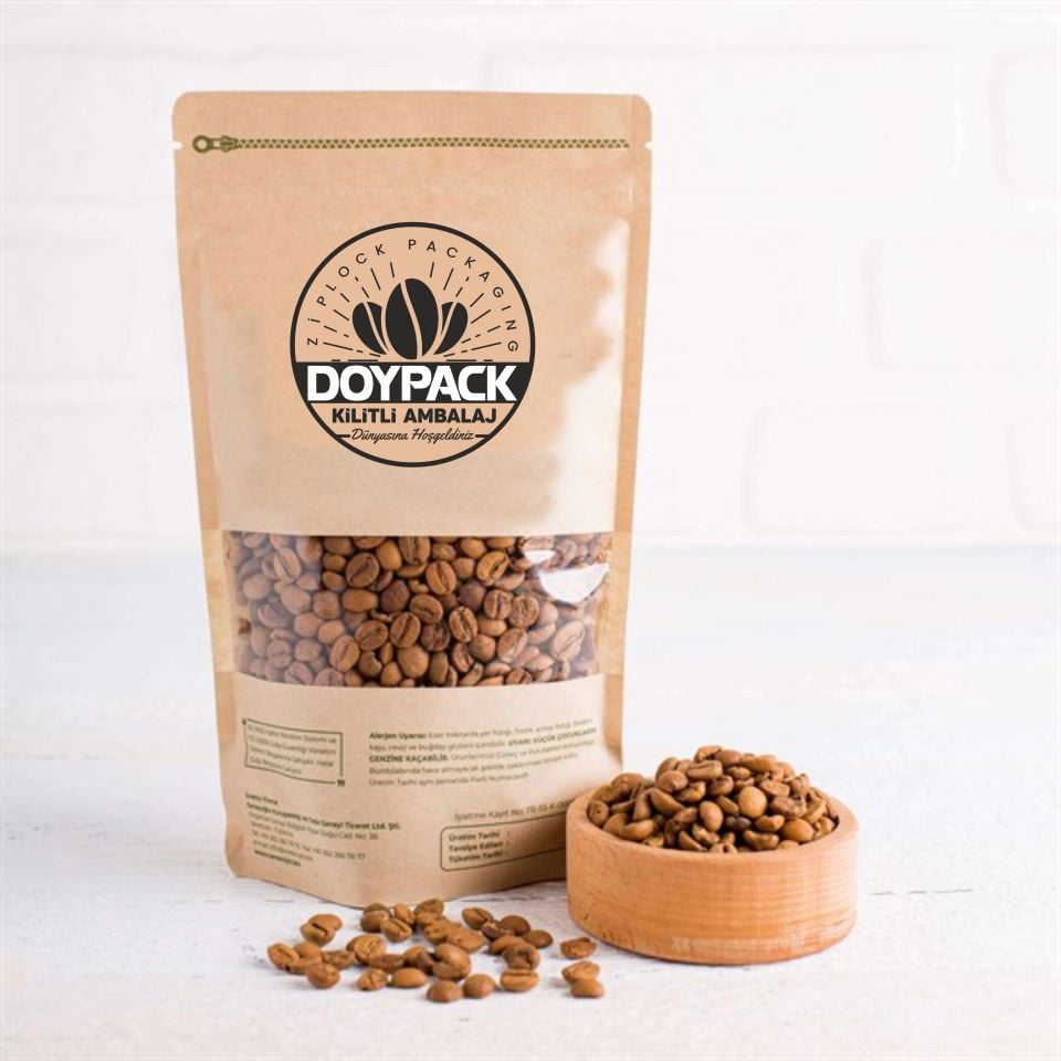 Kraft Pencereli Kilitli Doypack 500 - 8.5x14.5cm