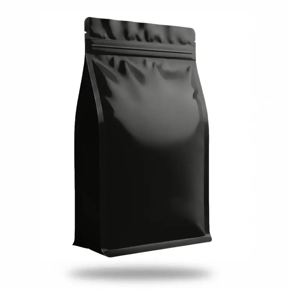 Siyah Kilitli Flat Bottom Doypack 20x30 cm 500 - 20x30cm - Valfsiz
