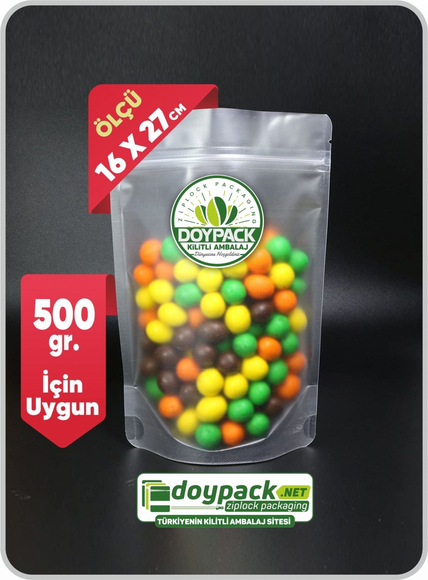 Şeffaf Kilitli Doypack 1500 - 16x27cm