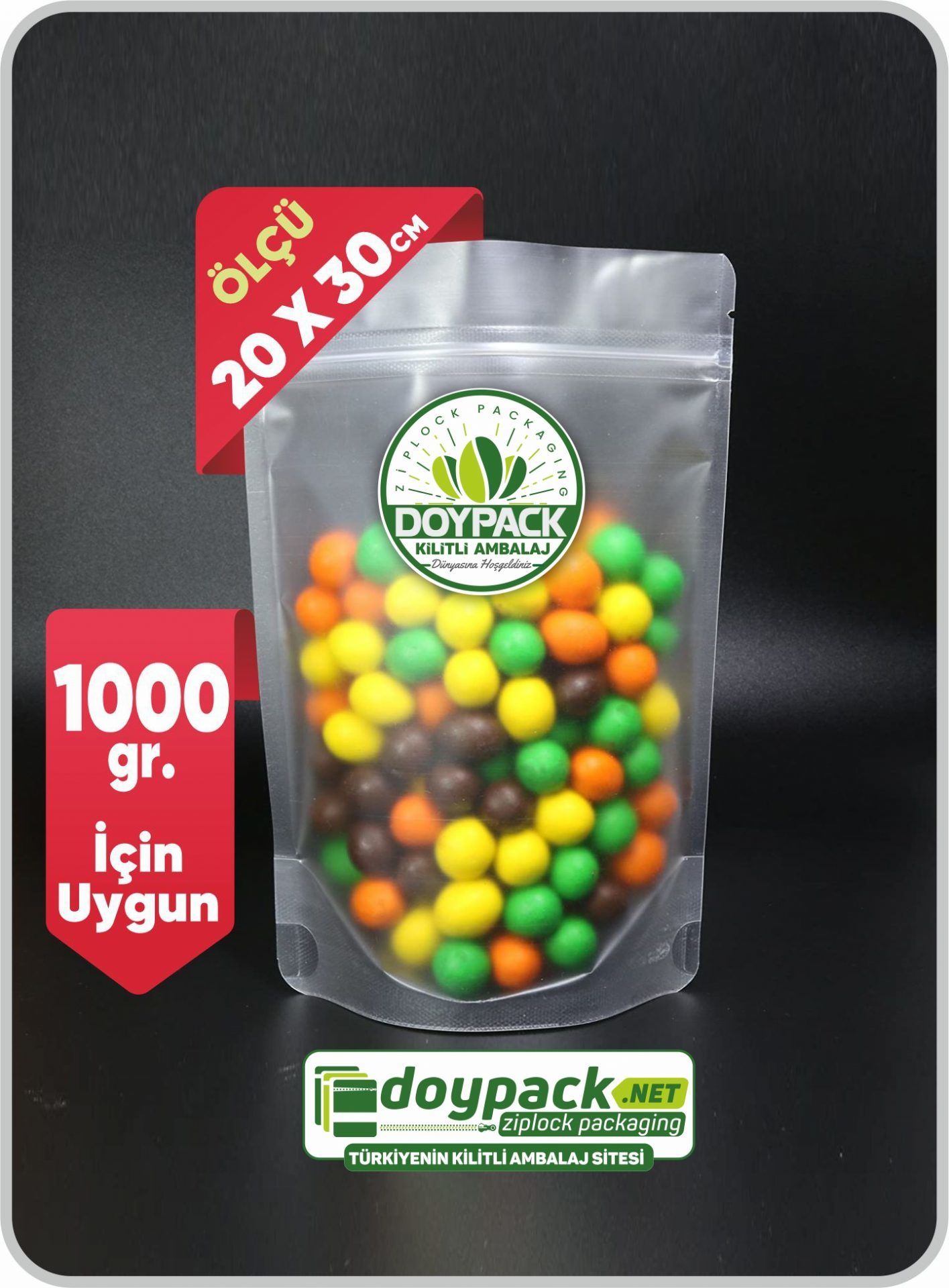 Şeffaf Kilitli Doypack 100 - 20x30cm