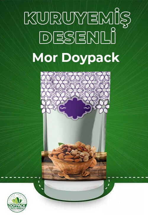 Kuruyemiş Desenli Mor Doypack 2000 - 24x35cm