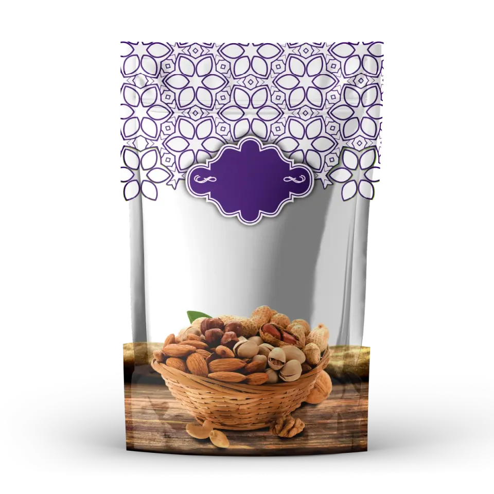 Kuruyemiş Desenli Mor Doypack 2000 - 24x35cm