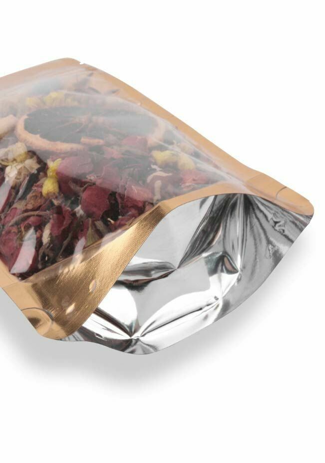 Şeffaf Metalize Gold Kilitli Doypack 500 - 13x22.5cm