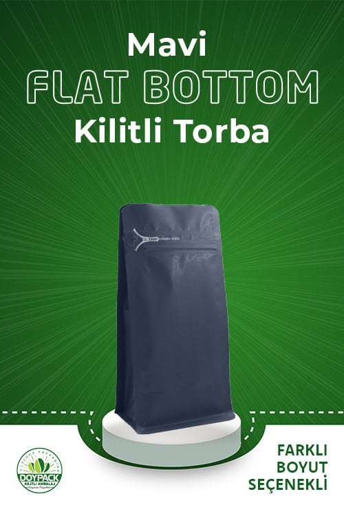 Mavi Kilitli Flat Bottom Buradan Açınız Torba 11x21+4 Cm 250 Gr 1000