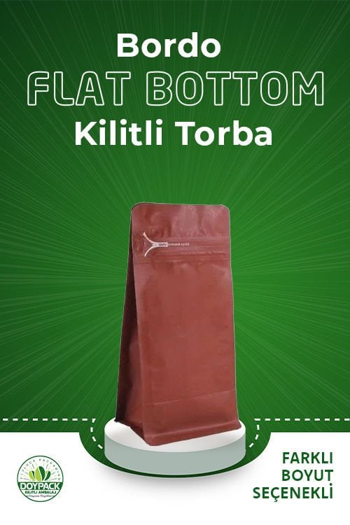 Bordo Kilitli Flat Bottom Buradan Açınız Torba 11x21+4 Cm 250 Gr 1000