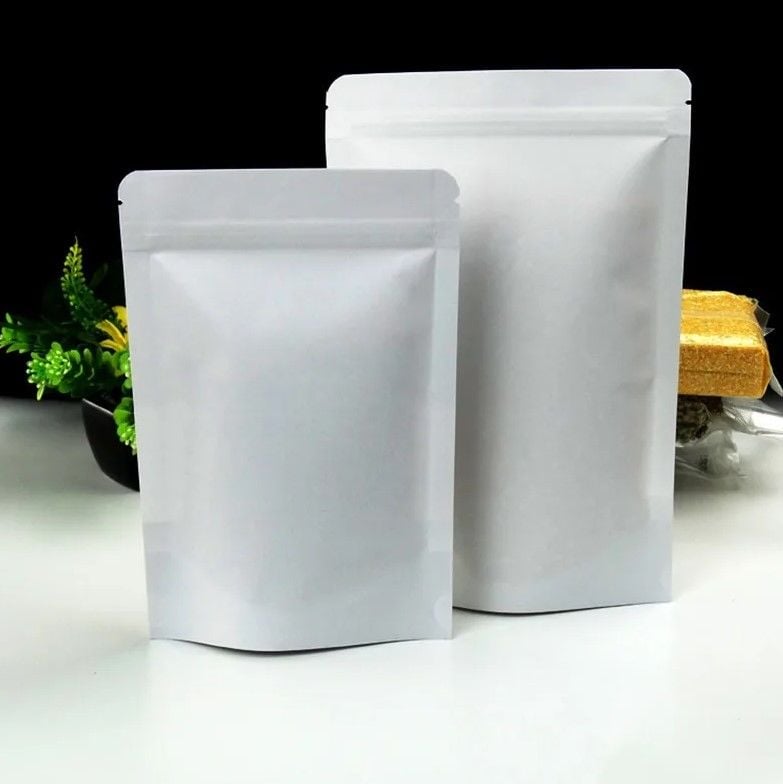 Beyaz Kraft Alüminyum Kilitli Doypack 500 - 16x27cm