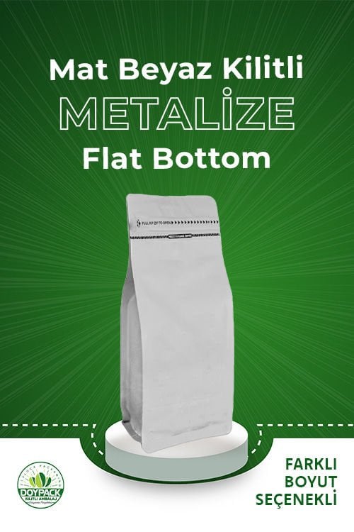 Mat Beyaz Kilitli Metalize Flat Bottom