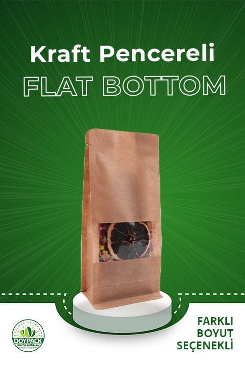 Kraft Pencereli Flat Bottom 50 - 10x25cm
