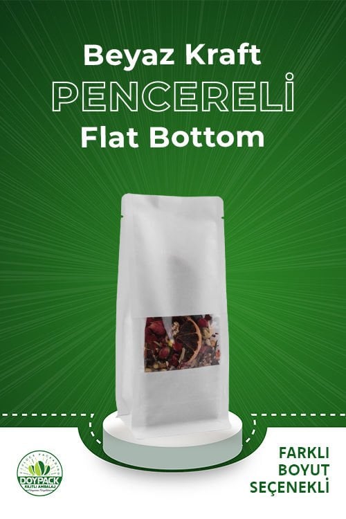 Beyaz Kraft Pencereli Flat Bottom 750 - 11x28cm