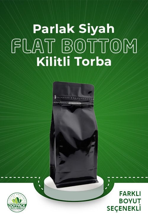 Parlak Siyah Kilitli Flat Bottom 12.5x27.5cm - 750 - Valfli