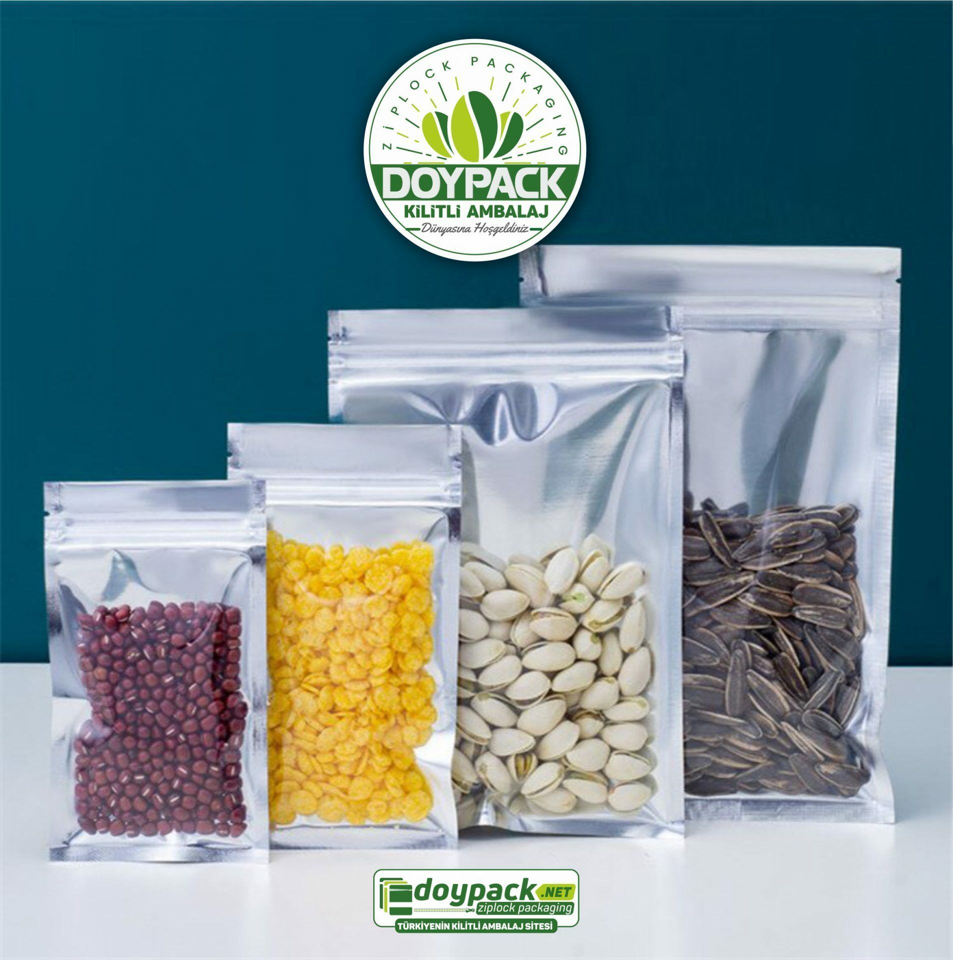 Şeffaf Metalize Gümüş Doypack 1000 - 8.5x14.5cm