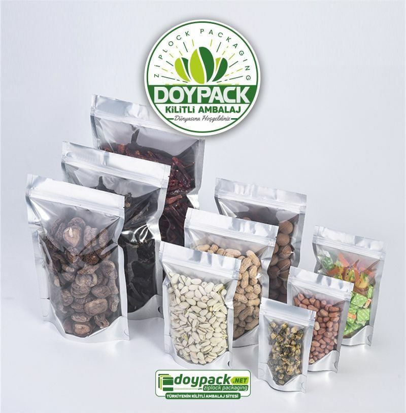 Şeffaf Metalize Gümüş Doypack 3000 - 8.5x14.5cm